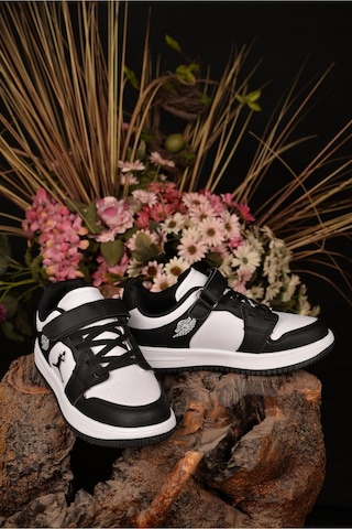 Cool Kids Çocuk Unisex Kışlık Su Geçirmez Kaydırmaz Hafif Kauçuk Taban Rahat Cilt Deri Spor Ayakkabı Siyah Beyaz