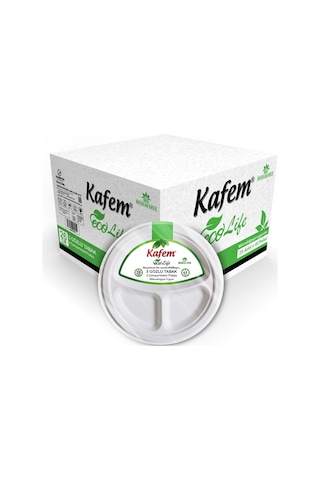 Kafem Ekolojik 3 Gözlü Karton Tabak 25 li x 40 Paket (Koli)