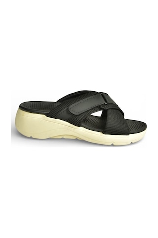 Fox Shoes Y973935004 Siyah Kumaş Kalın Tabanlı Kadın Terlik Siyah