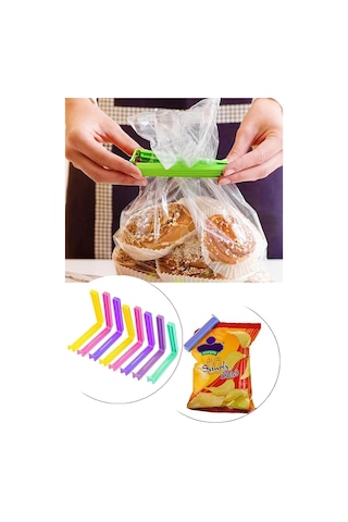 8'li Çok Renkli Pratik Poşet Klipsi, Paket, Ambalaj, Torba, Çanta Kapatıcı Plastik Kilidi, Mand Tek Renk