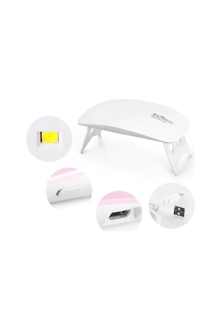 Beyaz Güneş Mini 6w Tırnak Kurutucu Lamba Taşınabilir 6 Led Uv Manikür Makinesi