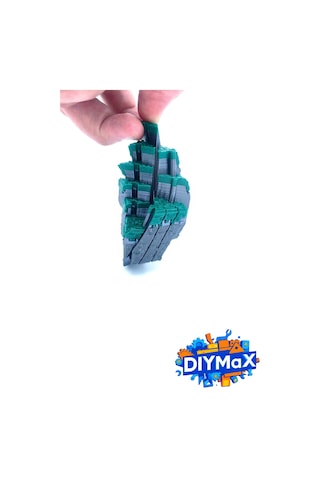 Voksel Fidget Çim Küp 3.5cm Pixel Art Kaydırmalı Stres Oyuncağı El Oyuncağı - Gri