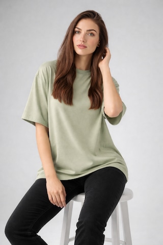 Enva Store Kadın Oversize Fit Yuvarlak Yaka Modal Basic T-shirt Tişört Haki