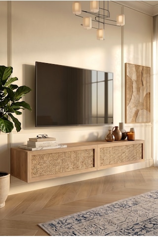 Future Tv Ünitesi Sehpası Duvara Monte Ahşap Jüt Kapaklı 180cm Sepet-jüt Fr8-sj Kahverengi