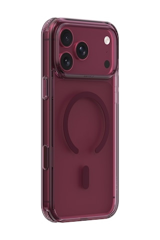 Apple iPhone 18 Pro Uyumlu Max Kılıf M-safe Şarj Özellikli Raptic Air Clear Serisi Airbagli Kapak Bordo