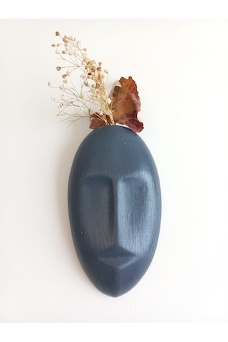 Dekoratif Mask Duvar Vazosu, Duvar Dekoru ,heykel Duvar Süsü, Antrasit