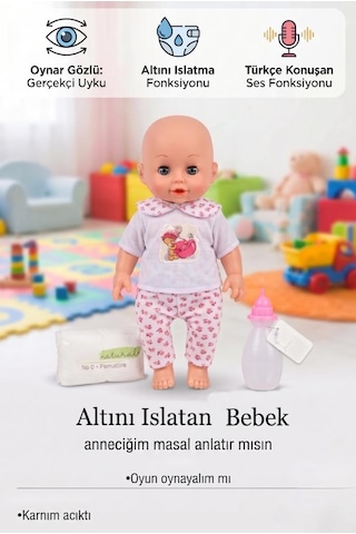 Altını Islatan Bebek Türkçe Konuşan Eğitici Oyuncak Kolları Kafası Ve Bacakları Et Oyuncak Bebek