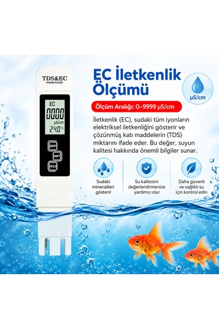 Optivya A1 Dijital Tds Ec Sıcaklık Ölçer Su Kalite Test Cihazı 1 Adet