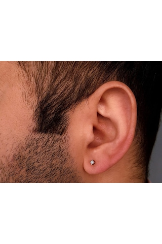 Sirius F Renk 0.06 Karat Tektaş Erkek Küpesi  0804E0125