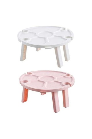 Dancemonkey Pembe Piknik Masası, Katlanır Şarap Standı Pembe