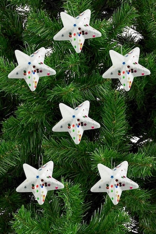 Cosmotex 6 Adet Yıldız Yılbaşı Ağaç Süsü 6 Cm - Beyaz