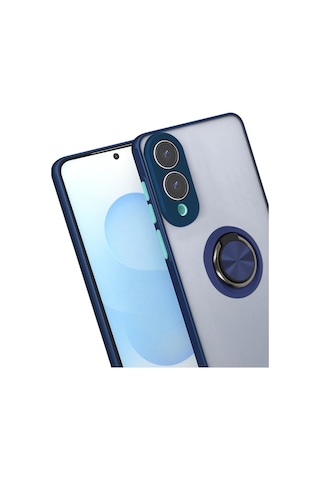 Galaxy Uyumlu- S25 Edge Kılıf Montreal Yüzüklü Silikon Kapak - Lacivert Çok Renkli