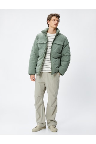 Koton Anorak Ceket Klasik Yaka Fermuarlı Cep Detaylı Yeşil 4Wam20040Hw 4Wam20040Hw786 Yeşil