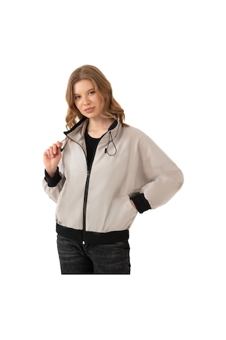 Firststops Kadın Taş Dik Yaka Su Ve Rüzgar Geçirmez Oversize Crop Mevsimlik Yağmurluk Rüzgarlık Taş