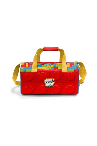 Coral High Renkli Blok Desenli Spor Çantası 27522 Kırmızı
