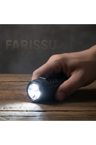 3 Led'li Güçlü Mini El Feneri Şarj Edilebilir Type-c Siyah