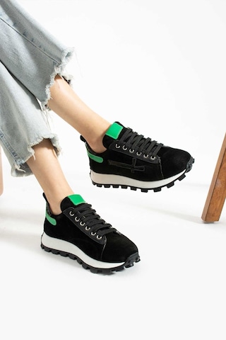Bestello Bağcıklı Termo Taban Sneaker 331-uno12-13 Kadın Ayakkabı Sıyah Suet