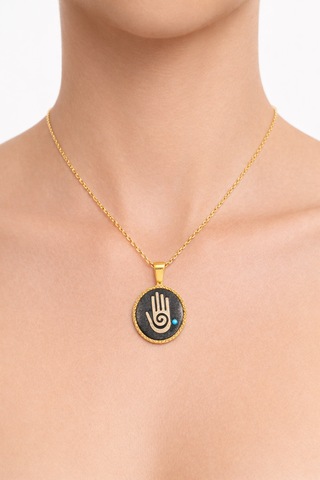 G&a Jewels - Koruyucu Dokunuş - 925 Ayar Oksitli Yaldız Altın Kaplama Gümüş Kolye Altın - Gümüş