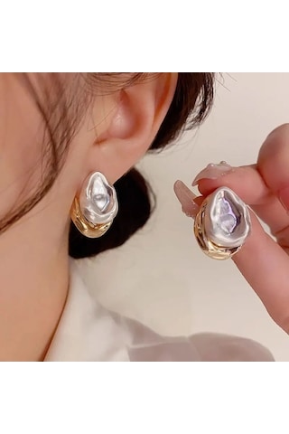 Flybuy Vintage Paslanmaz Çelik Damlacık Küpe Kadın - Bakır Saplama 1.5cm Gümüş Gümüş