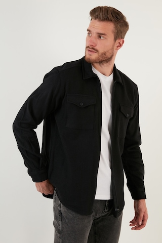 Buratti Çift Cepli Fermuarlı Slim Fit Kışlık Erkek Gömlek Cf21W112925 Siyah