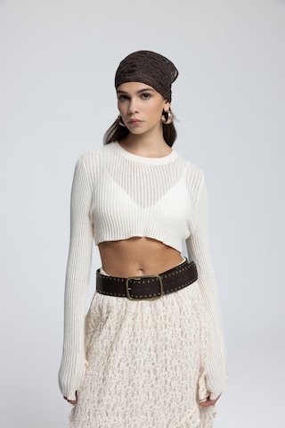 Mai Collection Mai Studios Co. Liana Bej Yumuşak Doku Triko Crop Bej