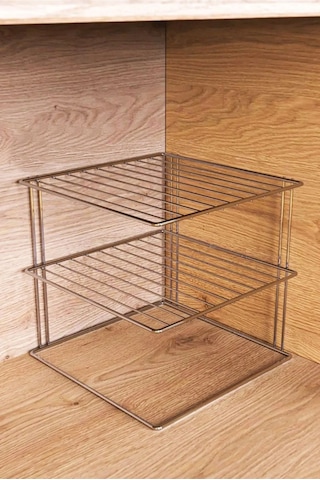 Magic Objects Chrome 3 Katlı Dolap İçi Raf Düzenleyici Mutfak Düzenleyici Tabak Bardak Düzenleyici Gri