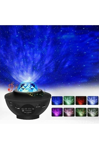 Yaozixa Usb Led Yıldız Ve Deniz Dalga Projektörü - 15-50m² Aydınlatma, Parlaklık Ayarlı, Uyku Ve Parti Için Rotatif Işıklı Lamba