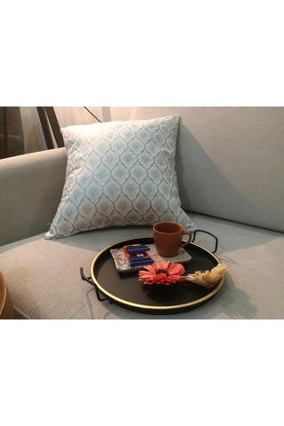 Melisa Damask Baskılı Duck Kumaş Gümüş Kırlent 45 45 Cm - 525 45 x 45