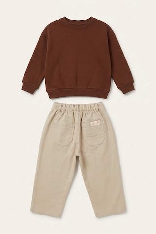 Defacto Bisiklket Yaka Nakışlı Sweatshirt Esnek Belli Pantolon 2li Takım Erkek Bebek I0701a526aubn332 Kahve-bn332