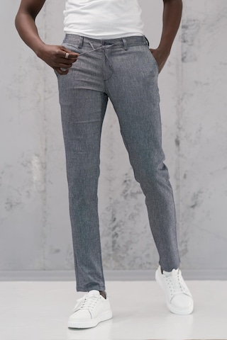 Notra Beli Lastikli Ve İplikli Slimfit Pamuklu Jogger Pantolon Mavi