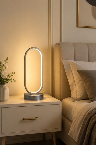 Zzez Gri Renk Gün Işığı Led Işıklı Modern Tasarım Led Masa Lambası - Abajur - Gece Lambası