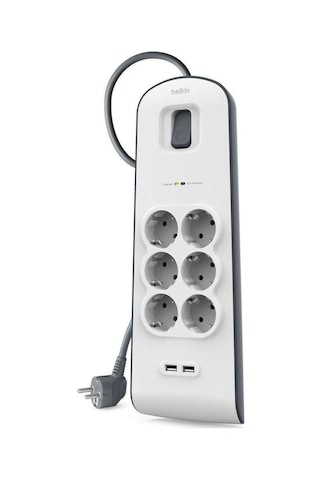 Belkin BSV604VF2M 6 AC Çıkışlı Akım Korumalı Priz 2 Metre Beyaz