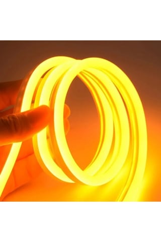 Neon Esnek Şerit Led Amber Renk Su Geçirmez + 220 Volt Fişli Tak Çalıştır 12 Metre