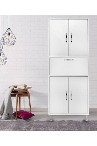 Moonlife 5 Kapaklı Çok Amaçlı Dolap Beyaz