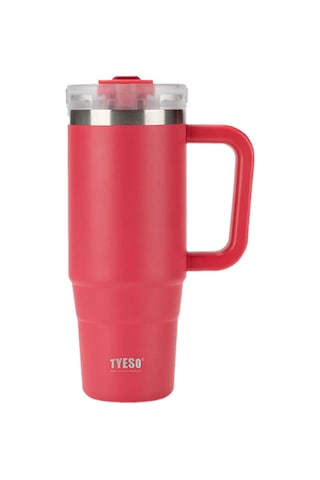 Tyeso Qq Termos Sızdırmaz Pipetli Çift Duvarlı Vakumlu 900ml Kırmızı