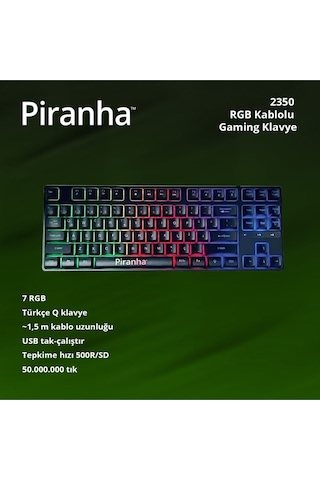 2350 Rgb Oyuncu Klavyesi Usb Bağlantılı Ambiyans Işıklı Türkçe Q Klavye 500 Hz Gaming Keyboard