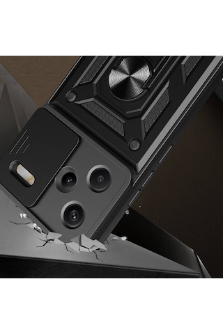 Nourthkiingdom Redmi Note 13 Pro Plus 5g Kılıf Magnetik Standlı Kamera Korumalı Nrtk Sürgülü Vega Kapak - Mavi Mavi
