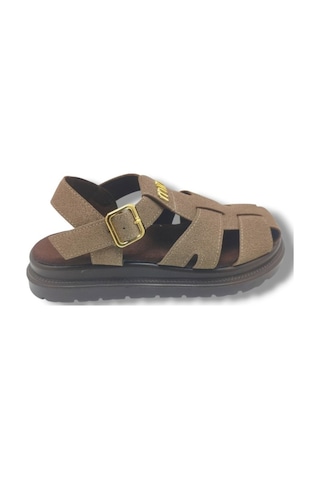 Şanzelize K805-26 Süet Tokalı Anatomik Taban Kadın Sandalet Vizon