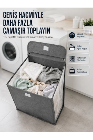 Modern Tasarımlı Duvara Monte Kirli Çamaşır Sepeti Pratik Saklama Çözümü Çok Renkli