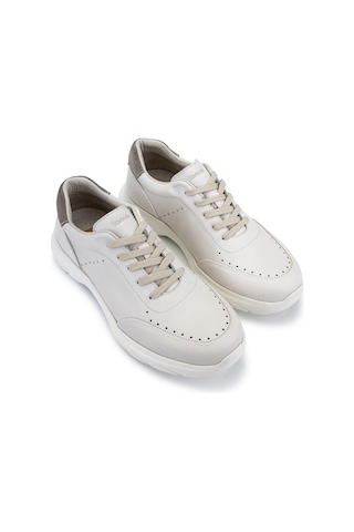 Tamer Tanca Erkek Hakiki Deri Beyaz Sneakers & Spor Ayakkabı 298 3595-3057 Erk Ayk Y26 Krk Beyaz Havana