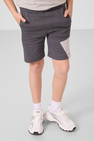 Taş-antrasit Pamuklu Oversize Fit Dokuma Hafif Esnek Chino Erkek Çocuk Şort Takım - 11275 Taş