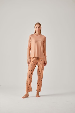 Pamuk 24014 Kadın Baskılı Tişört Puantiye Pantolonlu Pijama Takımı 001