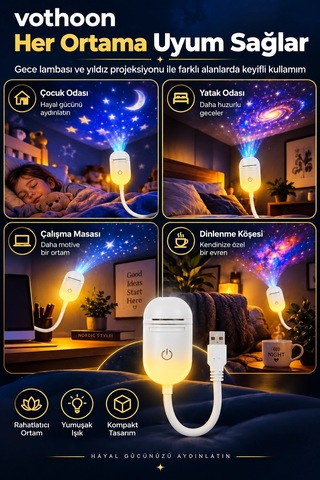 24 Film Diskli Galaksi Uzay Projektörü Usb Tak Çalıştır Çocuk Odası Projeksiyon Gece Lambası Aklby-bsva58