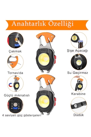 Fenerix Fx-260 Çok Fonksiyonlu Anahtarlık Kamp Lambası, Çakmaklı Led Fene Siyah