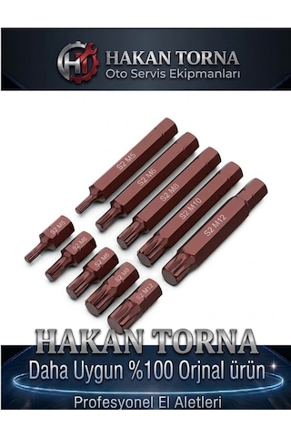 Rico 10 Parça M Diş Yıldız Torx Bits Uç Kısa Uzun M5 M6 M8 M10 M12