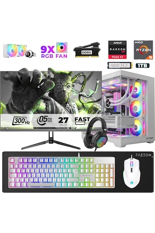 Xaser Star X400 R5-7500F 32 GB 1 TB SSD 16 GB RX9060XT 27" Dos NVME Masaüstü Oyuncu Bilgisayarı