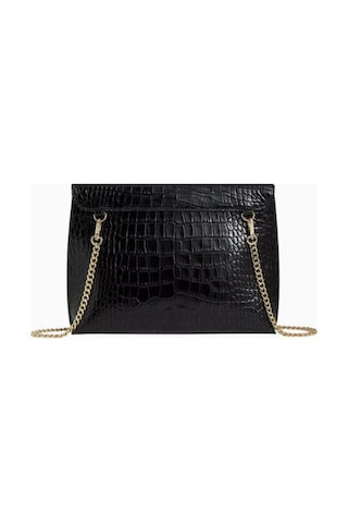 Strathberry Stylist Crossbody Clutch Siyah Kroko Deri Lüks Çanta, Günlük Ve Gece Kullanımı Omuz Çantası