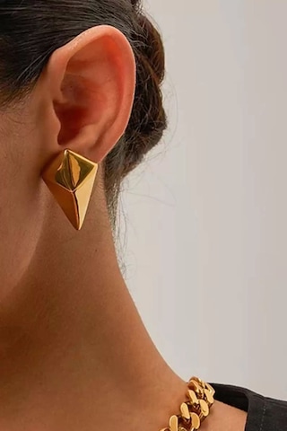 Caş Dekorasyon Altın Renk Çelik Küpe/ Çift Altın