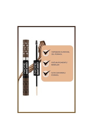 Note Cosmetics Brow Addict Fix&Fill Kaş Farı ve Maskarası 2'si 1 Arada - 02 Light Brown