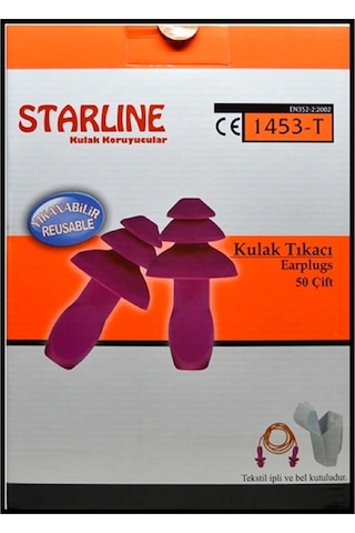 Starline Yıkanabilir Kulak Tıkacı Ipli Kutulu 3 Adet